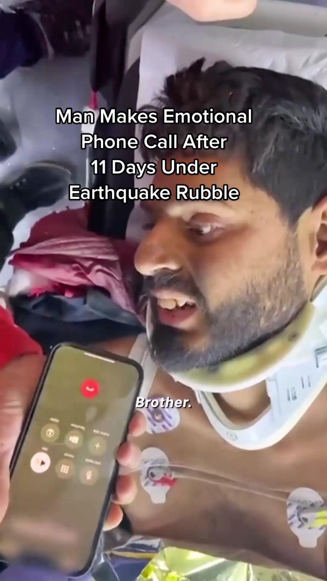 A man discovered his brother was alive 261 hours after the deadly Turkey earthquakes during an emotional phone call. #survivor #earthquake #turkey #syria #rescue #family #rubble #turkeyearthquake2023  | Man Makes Emotional Phone Call After
11 Days Under Earthquake Rubble