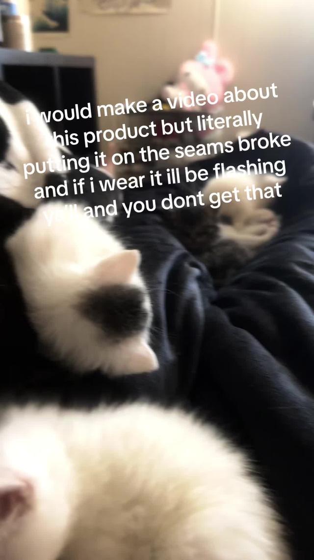 like ik thats kinda bad of me but considering my apparently massive bewbs broke the seams on it i dont want to show me in it if itll be flashing everyone on tiktok #fyp  | i would make a video about this product but literally putting it on the seams broke and if i wear it ill be flashing ya’ll and you dont get that | shine by gorkem | Country: US